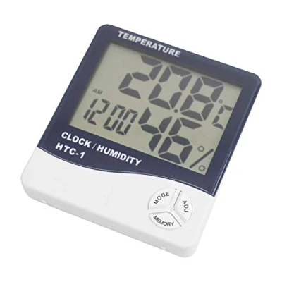 Imagen de DIGIFLEX Reloj con alarma LCD digital medidor de temperatura y humedad