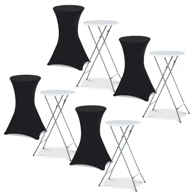 Imagen de IDMarket Juego de 4 mesas altas plegables 105 cm y fundas negras
