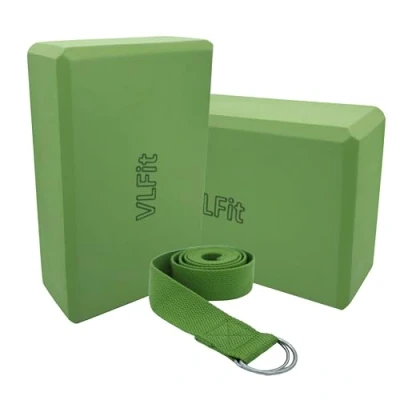 Imagen de VLFit De 2 bloques Yoga Y 1 Correa para Yoga,Bloque Espuma Eva Alta Densidad Block Pilates Accesorios Ejercicios