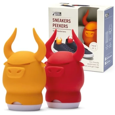 Imagen de Eliminador de olores zapatos Monkey Business/2 lindos conejitos desodorantes para zapatillas y zapatos/El carbón activado mantiene frescos los armarios las bolsas del gimnasio (Cabeza toro)