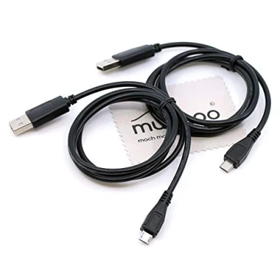 Imagen de 2 Piezas 1m Cable Cargador para Playstation 4, PS4, PS4 Slim, Pro, Xbox One, One S, Elite, X Controller Charger con paño de Limpieza Pantalla mungoo