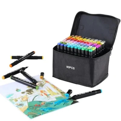 Imagen de SOSINYA rotuladores de graffiti permanentes con 80 colores y dos puntas, juego para niños, adultos, artistas, pintura, colorear, bocetos, multicolor