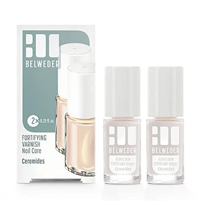 Imagen de BELWEDER Esmalte y endurecedor de uñas con ceramidas 2 x 7,5 ml Para frágiles, sueltas agrietadas Semitransparente Fortalece, sella protege Enriquecido vegetales