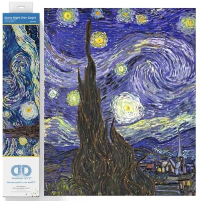 Imagen de DIAMOND DOTZ intermedio, DD9 Pintura, Kit para Principiantes, Plástico Cera Lienzo Resina, Noche Estrellada, 50,8 x 40,6 cm