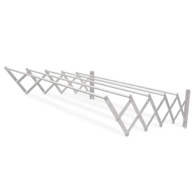 Imagen de Amig Tendedero Extensible de Pared 120 Fabricado en Aluminio Alta Resistencia Acabado Inoxidable Medidas: 120x14x3cm Ropa Plegable Exterior