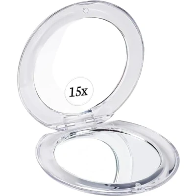 Imagen de Mirrorvana Espejo Aumento 15X Portatil de Bolsillo Pequeño para Mujer Viaje Plegable Gran (8 cm)