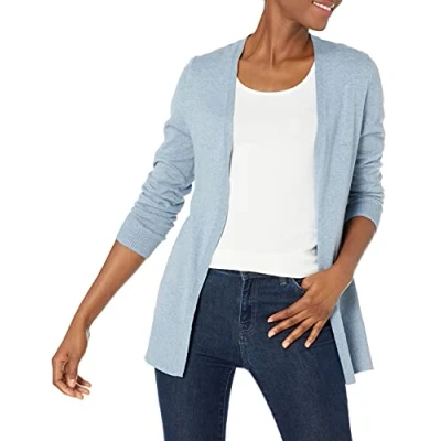 Imagen de Amazon Essentials Jersey Cárdigan Ligero de Abertura Fronta (Disponible en Tallas Grandes) Mujer, Azul Añil Mezcla, S