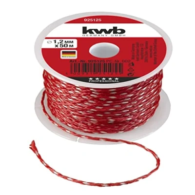 Imagen de kwb Hilo de nailon trenzado Rojo con Blanco 1,2 mm 50 m 9251 25