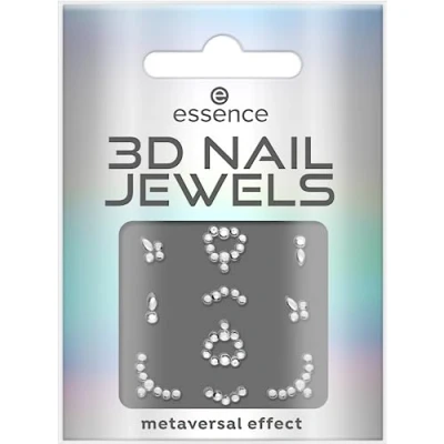 Imagen de essence 3D Nail Jewels, Stickers, No. 02, Silver, Express Result, Instant Holographic, Glitter, Nanoparticles Free, Pack of 10