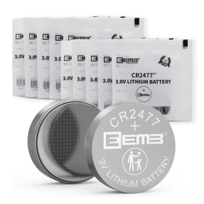 Imagen de EEMB 10 Batería Etiqueta de CR2477, Litio 3V con Soldadura DL2477、ECR2477 para Velas ElectróNicas, Luces, Control Remoto, Llaveros, Alarmas, Sensores Contacto