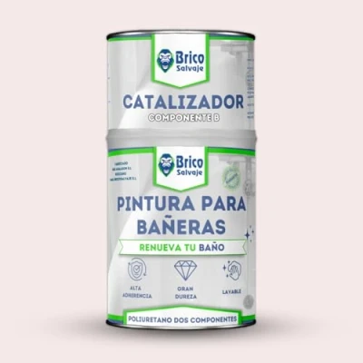 Imagen de BRICOSALVAJE Pintura para Bañeras Acabado SATINADO Dos Componentes 600+150 ML Fácil Aplicación Cerámico Impermeable (Rosa Claro Marilyn)