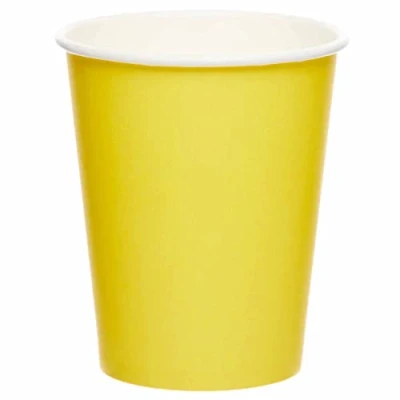 Imagen de amscan 9915403 205 66 Vasos de papel reciclables ecológicos para fiestas, color amarillo, paquete 8
