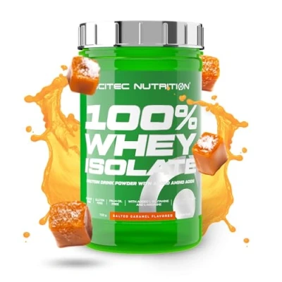Imagen de Scitec Nutrition 100% Whey Isolate Puro Poder Proteico con BCAAs Glutamina y Arginina Fórmula sin Azúcar ni Gluten, 700 g, Caramelo salado