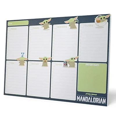 Imagen de Bloc Planificador semanal A4 Star Wars The Mandalorian Baby Yoda Organizador Planning escritorio Material escolar y papeleria Grogu