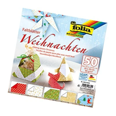 Imagen de folia 493/2020 Hojas Plegables (20 x 20 cm, 80 g/m², 50 Surtidas en 5 diseños, Ideal para Hermosas Figuras y Formas Plegables)