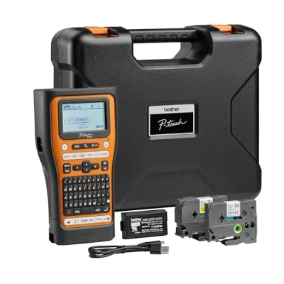 Imagen de Brother PT E560BTVP Etiquetadora Industrial con Bluetooth, batería de Iones Litio y maletín Transporte (para Cintas TZE 24 mm Ancho, Tubos termorretráctiles HSE 18