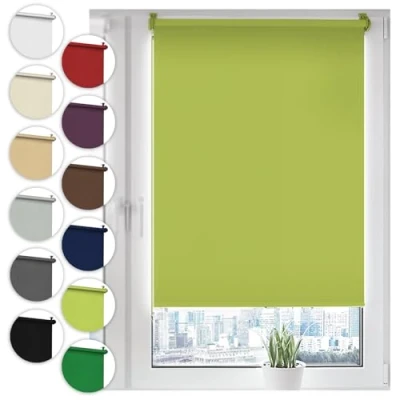 Imagen de Sonello Estor Opaco sin perforación 60 x 130cm Verde Oliva, Persiana Enrollable Blackout para Puertas y Ventanas con Cadena, Persianas fijación taladrar Clip protección Visual