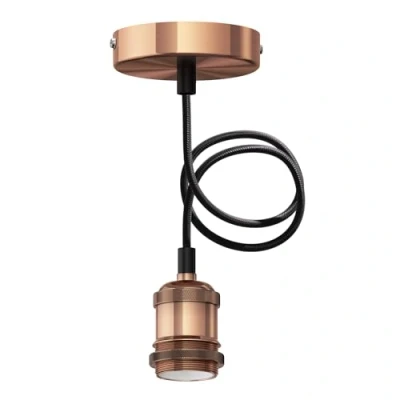 Imagen de ledscom.de lámpara colgante/lámpara colgante RETRA, cable textil, bronce mate, 1x E27 max. 60W, Led, Cocina, Colgante, Bar, de techo, Retro, Gluebrine, pantalla, lámpara,