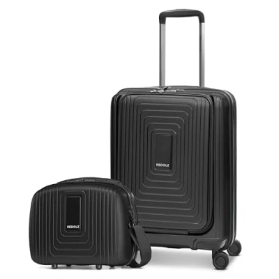 Imagen de REDOLZ Essentials 14 Productos habituales, Color negro., 2 SET Trolley+ Laptopfach erweiterbar &amp; BC, Carro rígido con ruedas giratorias