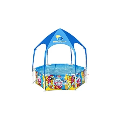 Imagen de Bestway Steel Pro Slash in Shade Piscina con Parasol (sin Bomba, diámetro 183 x 51 cm), diseño subacuático Multicolor