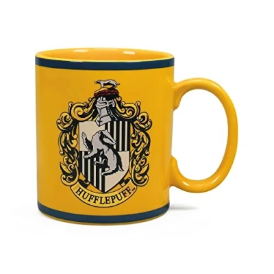 Imagen de Taza Harry Potter Hufflepuff escudo desayuno cerámica 400 ml te café Regalos Licencia oficial