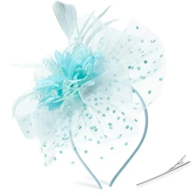 Imagen de DRESHOW Fascinators Sombrero Tocados De Pinza para El Pelo Cabeza Mujer Novia Fiesta Boda Moderno con Pluma Royal Ascot Niñas y Mujeres