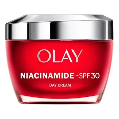 Imagen de Olay Niacinamida + SPF30, Crema Hidratante De Día, Con Pura Al 99%, Vitamina E Y Piel Hidratada Durante 24H, Ayuda A Proteger Contra Los Dañinos Rayos UVA UVB, 50 ml