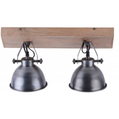 Imagen de JUST LIGHT. Plafón Samia, 2 luces, madera de mango, hierro