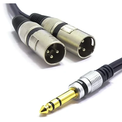 Imagen de VITALCO 2x XLR Macho a Jack 6.3 Estéreo 1,5m Adaptador Doble de 3 Pines 6.35 TRS Conectores Divisor Audio pin Cable Micrófono