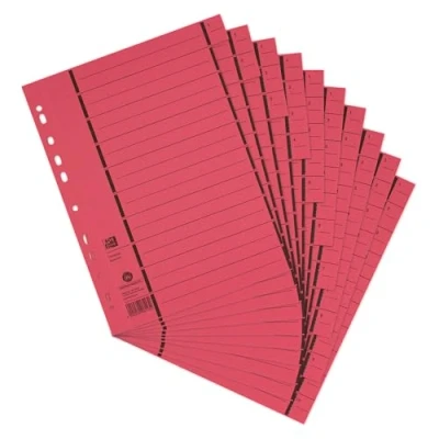 Imagen de Elba 06456RO Hoja de separación con agujero (numerada 1 10, cartón reciclado, 100 unidades), color rojo