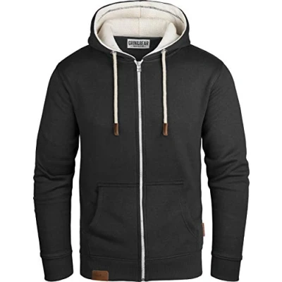 Imagen de Grin&amp;Bear GEC490 Chaqueta con capucha para hombre, sudadera y forro polar interior, Negro , M