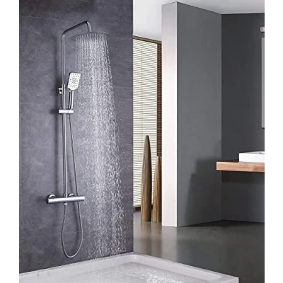 Imagen de Elbe®Columna ducha termostática, alcachofa de acero inoxidable 304, redonda 25cm