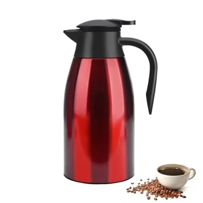 Imagen de jarra térmica de café 2 litros, vacío acero inoxidable doble pared aislada al cafetera, émbolo café, jugo leche/té