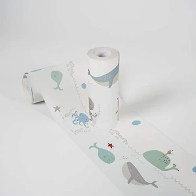 Imagen de Lovely Kids Cenefas Adhesivas Para Los Niños Ocean Party 5.00 m x 0.155 Azul Gris Blanco Fabricado en Alemania de A.S. Création 403759