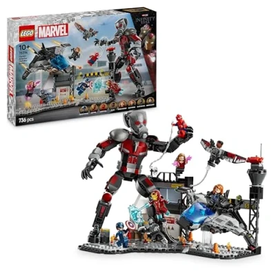Imagen de LEGO Marvel Gran Batalla de Capitán América: Civil War, Juguete Superhéroes con Quinjet y 8 Minifiguras Inc. América, Wanda Maximoff, Iron Man, Spider Man Black Panther 76314