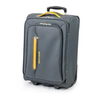 Imagen de Pierre Cardin Cion CL610M Equipaje de lados suaves con ruedas duraderas probadas contra el estrés, maleta telescópica correas embalaje, Gris y naranja, Carry On, Bolsa mano 50 x 34 20