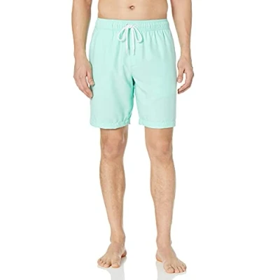 Imagen de Amazon Essentials Bañador con 23 cm de Pernera, Corte Holgado y Secado Rápido colores interrumpidos Hombre, Verde Menta, S