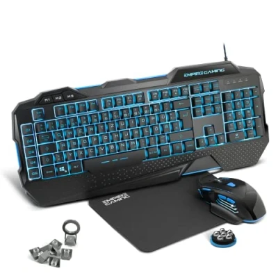 Imagen de EMPIRE GAMING PC Gamer Pack Hellhounds Deutsch Tastatur Maus Mausmatte mit Software individuell einstellbar LED RGB Rückbeleuchtung 7200 DPI Windows kompatibel