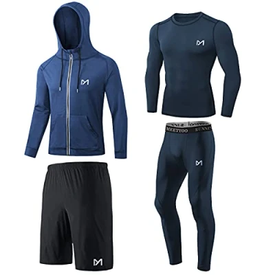 Imagen de MEETYOO Camiseta de Compresión para Hombre, Leggings Deportivos, Pantalones Correr, Funcional Compresión, Ropa Gimnasio y Fitness