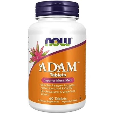 Imagen de Now Foods, ADAM, Multivitamínico para Hombres, 60 Tabletas veganas, Testado en Laboratorio, Sin Gluten, Vegetariano, No GMO