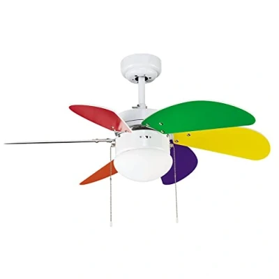 Imagen de wonderlamp Ventilador de techo con luz Tandy Multicolor. Palas madera (MDF). 3 velocidad. Función verano invierno. (Bombilla 1xE27 no incluida)