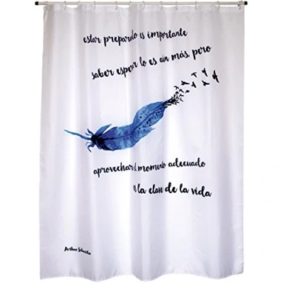 Imagen de MSV Premium, Pluma de poliéster cortina ducha, Multicolor, 180 x 200 cm
