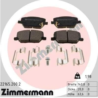 Imagen de ZIMMERMANN 22165.200.2 Juego de pastillas freno JEEP: Compass, Renegade SUV, FIAT: 500X