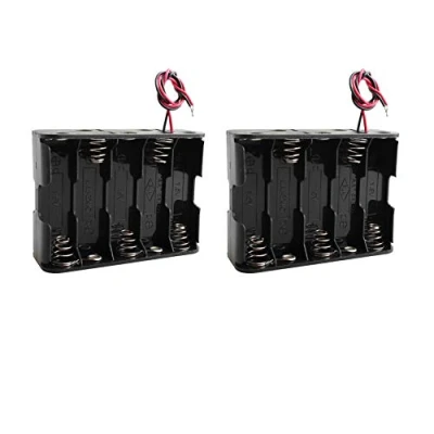 Imagen de HALJIA 2 unidades de 15 V AA 10 x 1.5 plástico celular clip batería ranura titular caja almacenamiento la doble cubierta/vuelta a espalda con cables alambre
