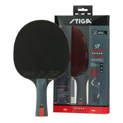 Imagen de STIGA Pala de Ping Pong Prestige 5 Star Mango Cóncavo con Tecnología WRB, Goma Aprobada por la ITTF, Esponja 2.0 mm Control: 38, Giro: 99, Velocidad: 100