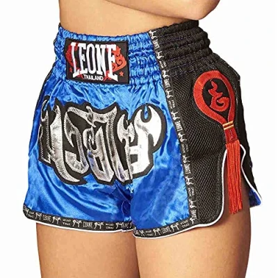 Imagen de LEONE 1947, Pantalones Cortos Bangkok Kick Thai, Unisex Adulto, Azul, XL, AB754