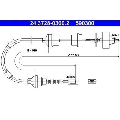Imagen de ATE 24.3728 0300.2 Cable de Embrague CITROËN: Jumper I Furgón, PEUGEOT: Boxer Furgón