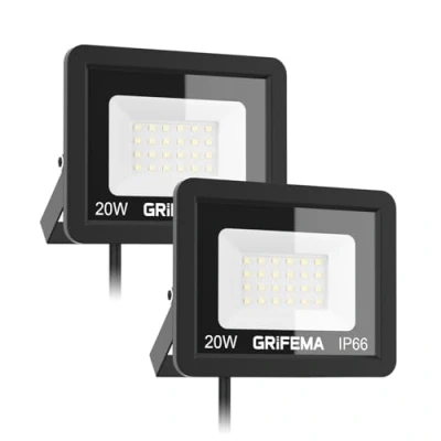 Imagen de GRIFEMA GD401 2, Focos LED Exterior 2 Pcs, 20W 2200LM Foco Proyector LED, 24 6500K Blanco Frío Floodlight para Casa, Garaje, Patio, Camino, Jardín