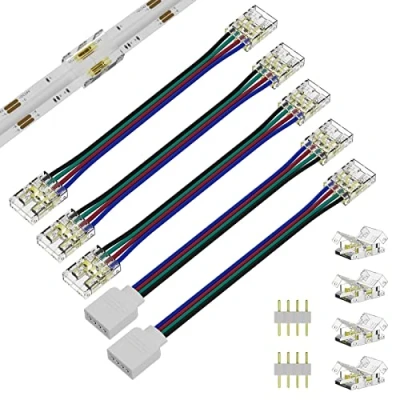 Imagen de PAUTIX RGB COB LED tiras Conectores, conector de esquina, tira 4pin, rápido 90 grados para 4pin y 10mm (no requiere soldadura)