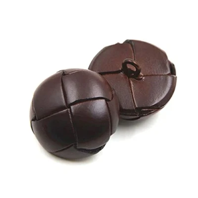 Imagen de xlygood Botones Cubiertos de Cuero Genuino 5 Piezas 15mm 26mm Botón marrón Negro para Abrigos Chaqueta, Café,